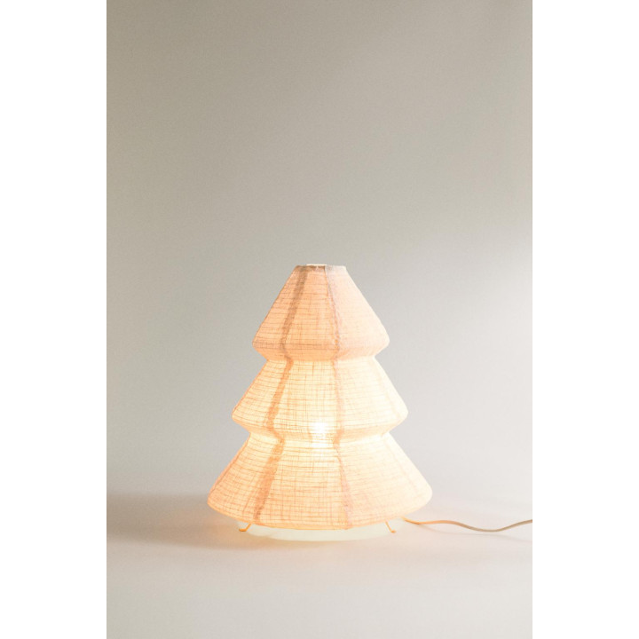 Лампа в виде дерева с абажуром из льна