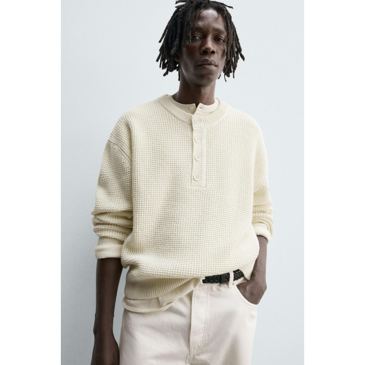 Джемпер свободного кроя с пуговичным воротником