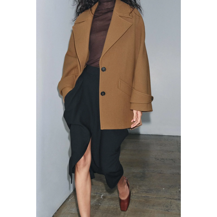 ПАЛЬТО ОВЕРСАЙЗ ИЗ СМЕСОВОЙ ШЕРСТИ — ZW COLLECTION LIMITED EDITION