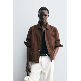 КУРТКА-РУБАШКА С ВЫШИВКОЙ ИЗ РЕЛЬЕФНОЙ ТКАНИ