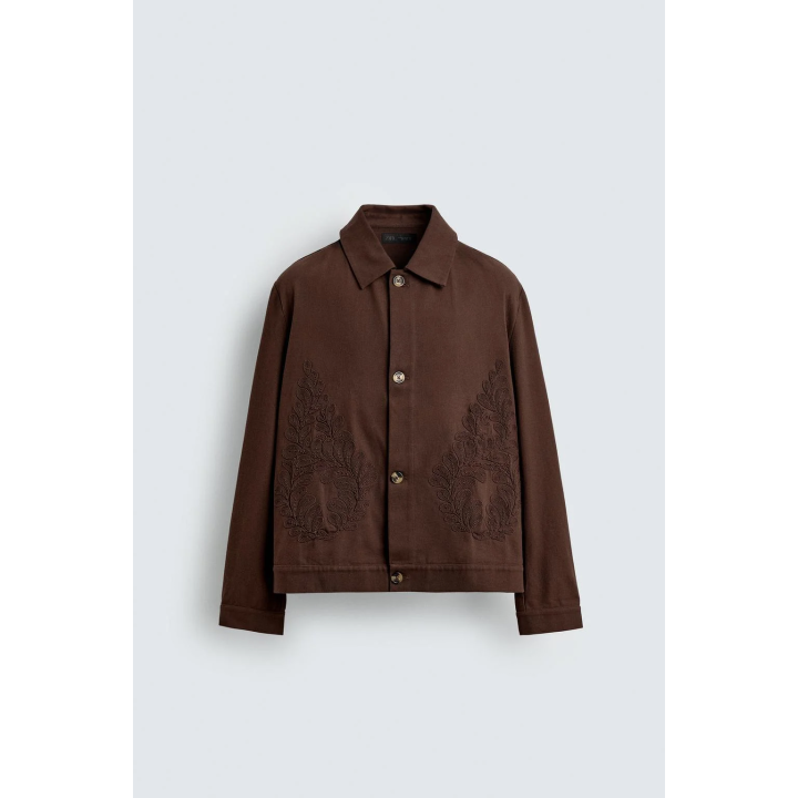 КУРТКА-РУБАШКА С ВЫШИВКОЙ ИЗ РЕЛЬЕФНОЙ ТКАНИ