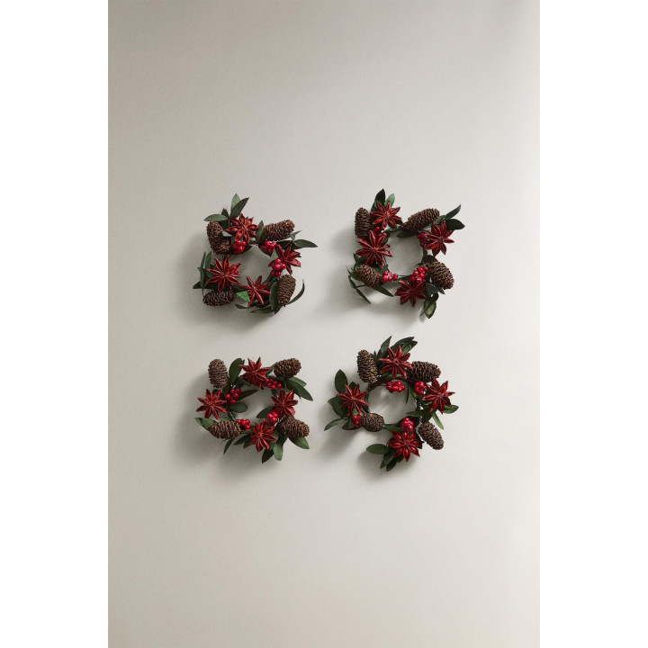 Набор рождественских держателей салфеток из сушеных листьев (набор из 4 штук)
