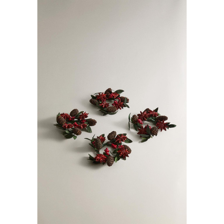 Набор рождественских держателей салфеток из сушеных листьев (набор из 4 штук)