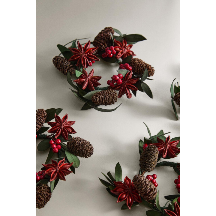 Набор рождественских держателей салфеток из сушеных листьев (набор из 4 штук)