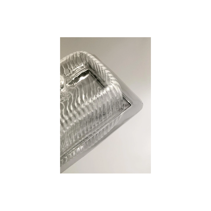 METAL AND GLASS BUTTER DISH
