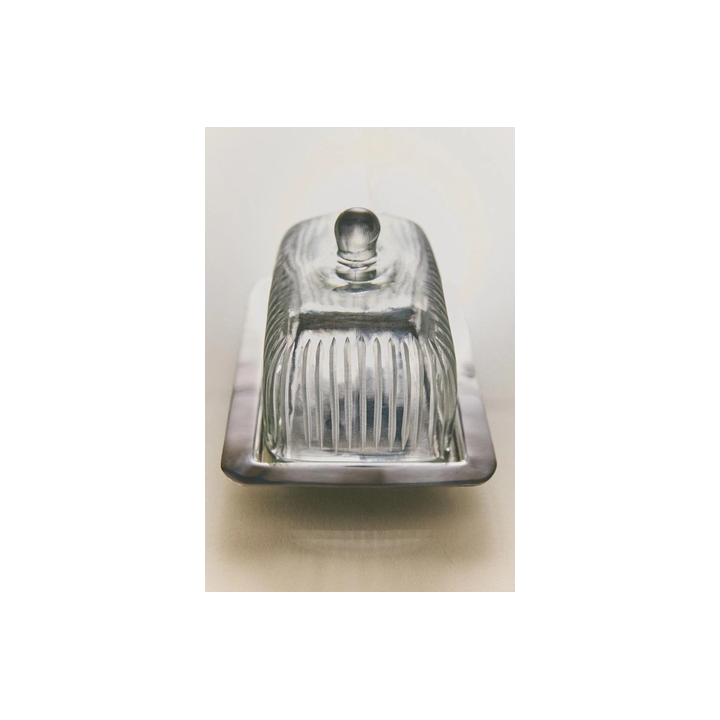 METAL AND GLASS BUTTER DISH