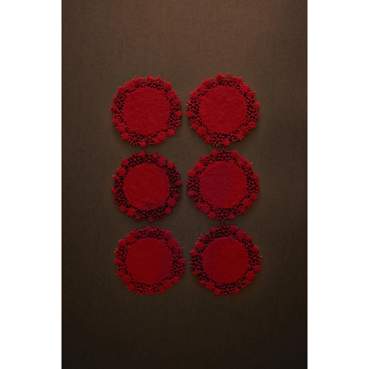 Набор рождественских подставок из фетра в виде снежинок (набор из 6 штук)