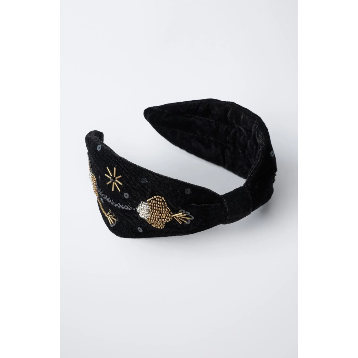 БАРХАТНЫЙ ТУРБАН С БУСИНАМИ