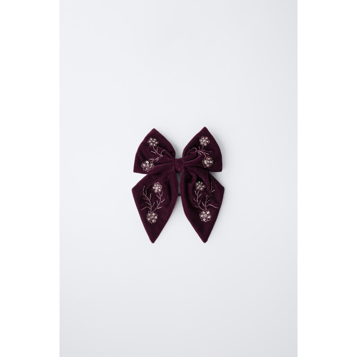 Ободок для волос scrunchie с бархатным бантом и пайетками