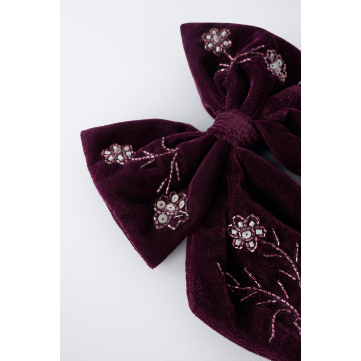 Ободок для волос scrunchie с бархатным бантом и пайетками