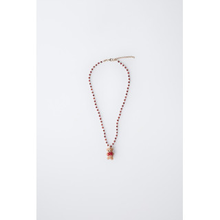 ОЖЕРЕЛЬЕ С БУСИНАМИ И МИШКОЙ