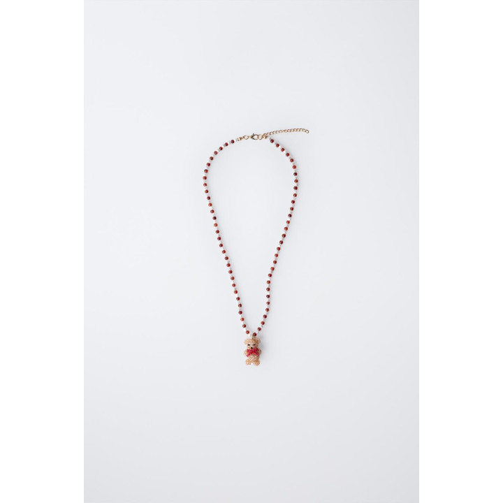 ОЖЕРЕЛЬЕ С БУСИНАМИ И МИШКОЙ