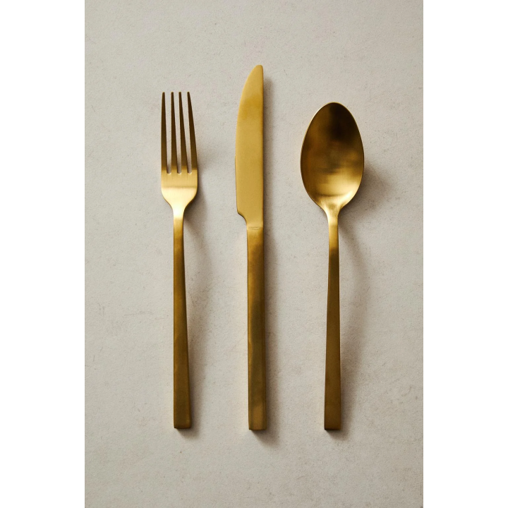Набор столовых приборов из золотистой нержавеющей стали (3 предмета)