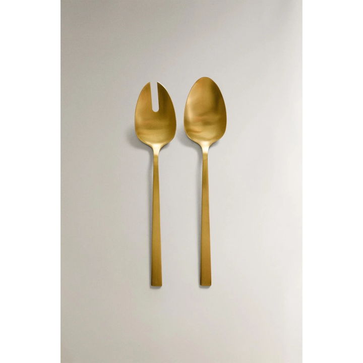 Набор золотых столовых приборов для салата из нержавеющей стали (набор из 2 штук)