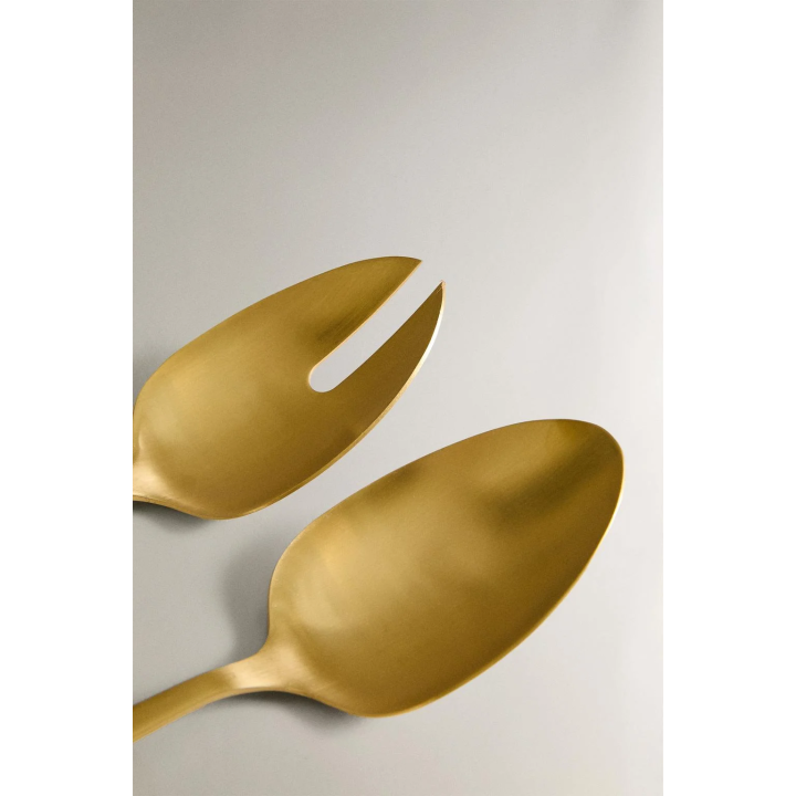 Набор золотых столовых приборов для салата из нержавеющей стали (набор из 2 штук)