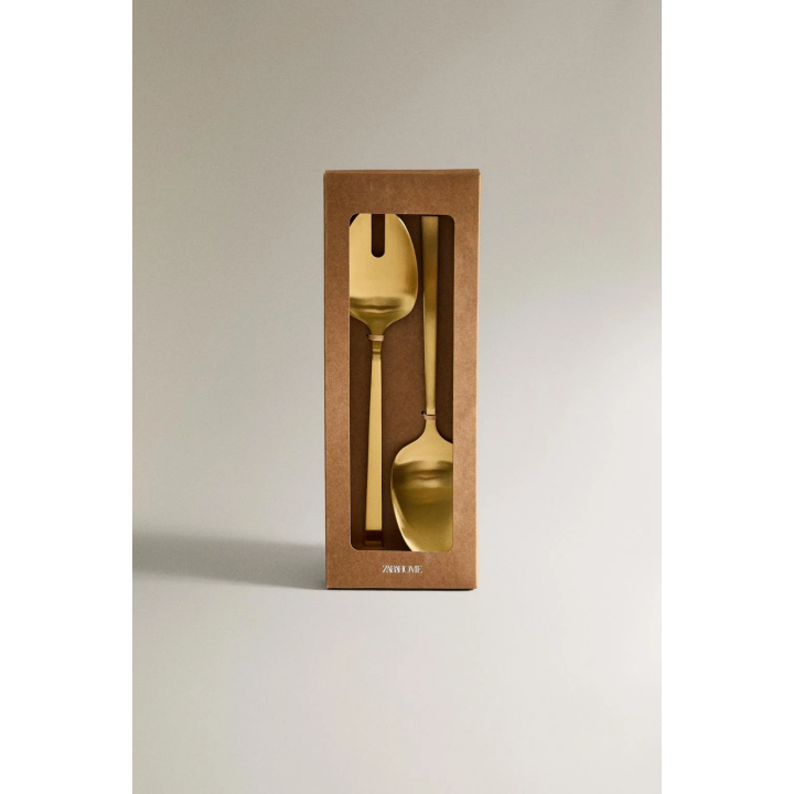 Набор золотых столовых приборов для салата из нержавеющей стали (набор из 2 штук)