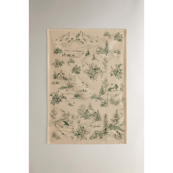 Набор хлопковых рождественских полотенец для чая с домиком на деревенской местности (набор из 2 шт.)