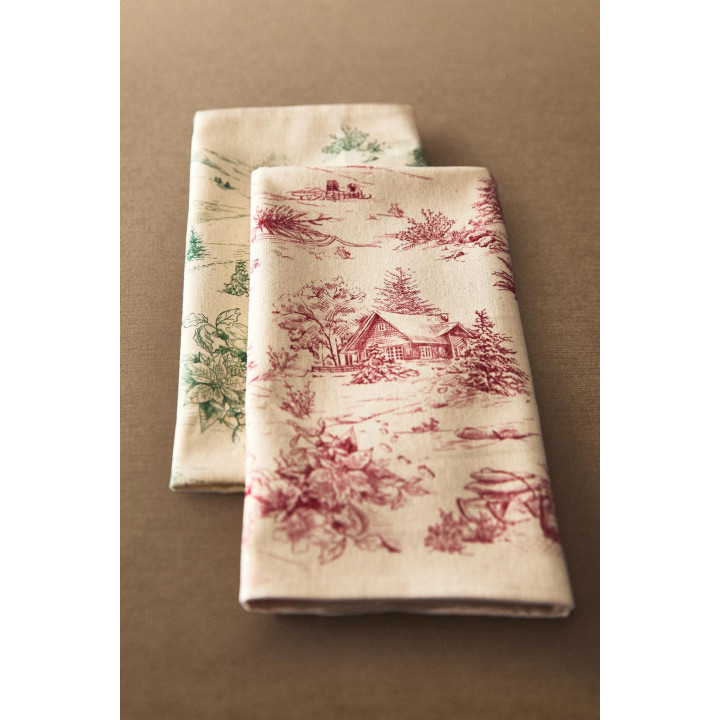 Набор хлопковых рождественских полотенец для чая с домиком на деревенской местности (набор из 2 шт.)