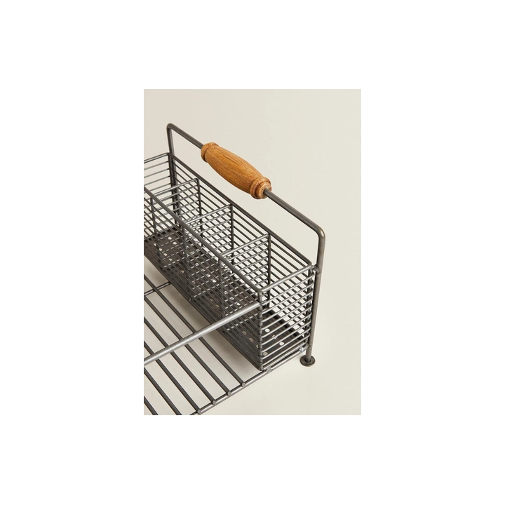 IRON AND ACACIA WOOD DISH DRAINER