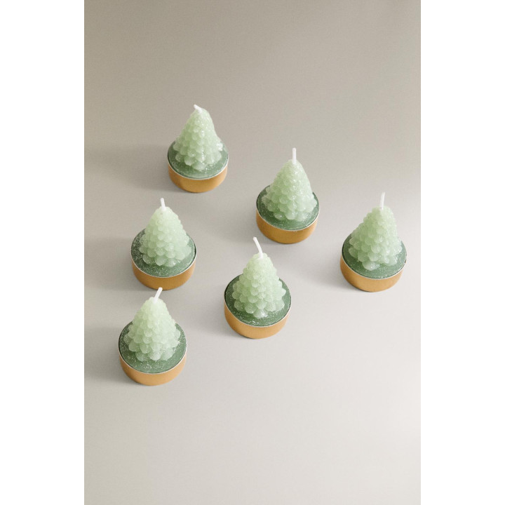 Набор рождественских свечей в форме елочки (набор из 6 штук)