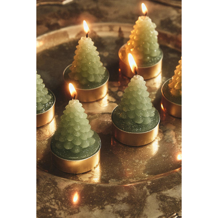 Набор рождественских свечей в форме елочки (набор из 6 штук)