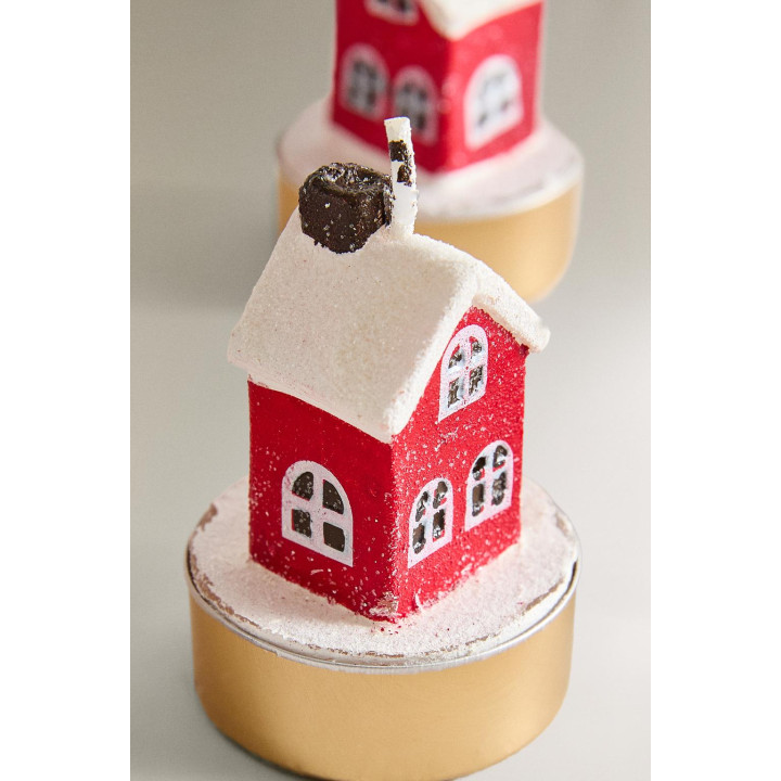 Набор мини-рождественских свечей в виде домиков (набор из 6 штук)