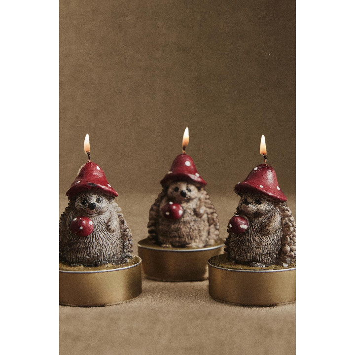 Набор рождественских свечей в форме ежика (упаковка из 6 штук)