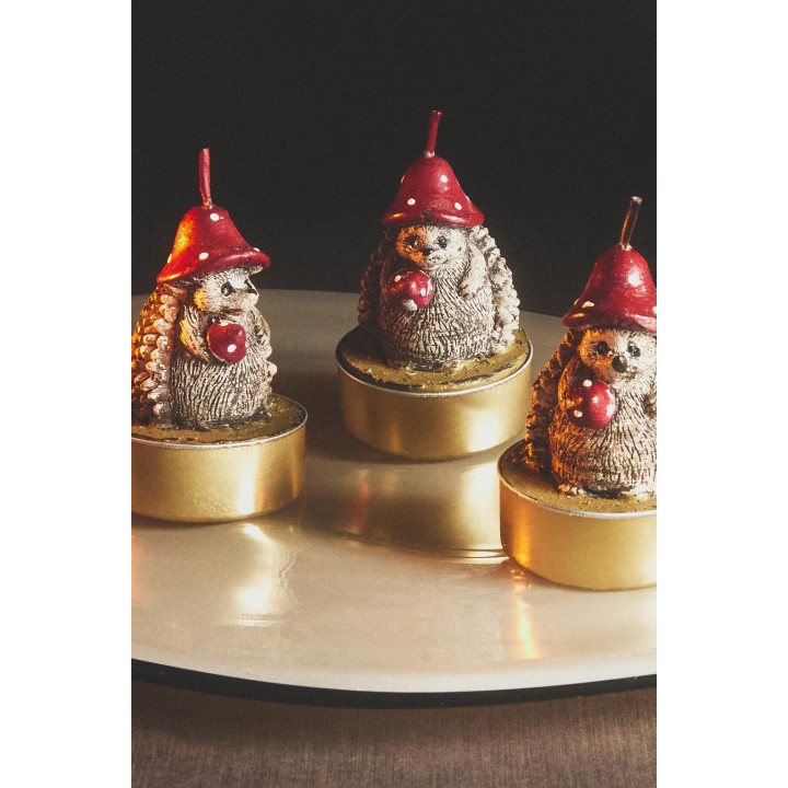 Набор рождественских свечей в форме ежика (упаковка из 6 штук)