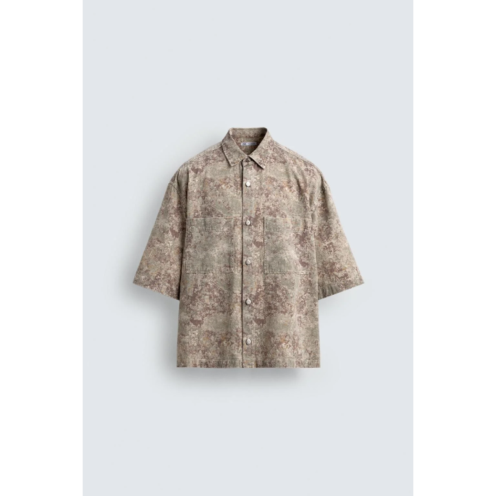 РУБАШКА RELAXED FIT С АБСТРАКТНЫМ ПРИНТОМ