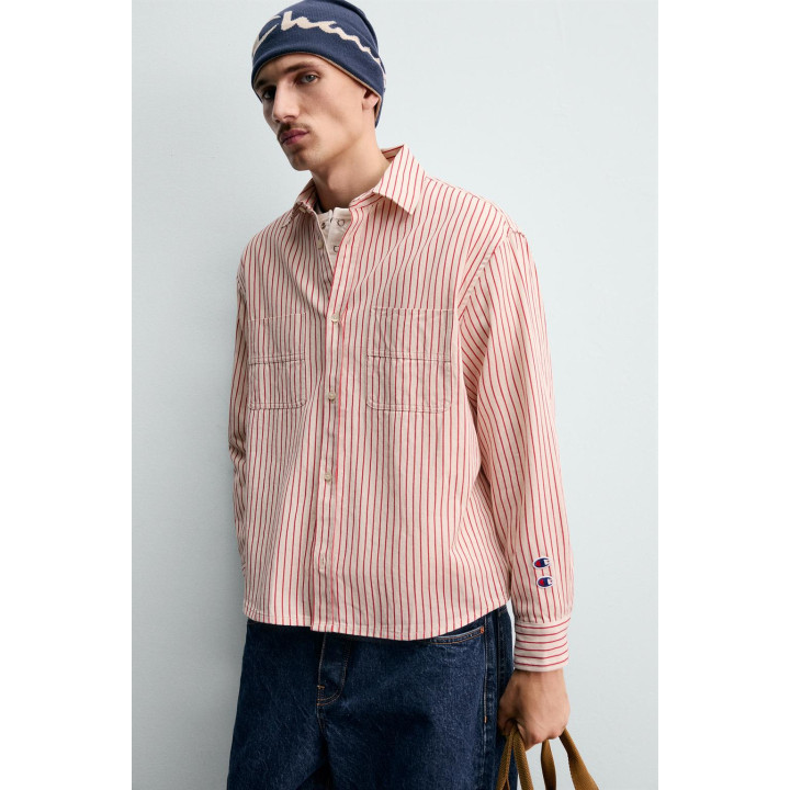 РУБАШКА В ПОЛОСКУ С НАШИВКАМИ CHAMPION® X ZARA