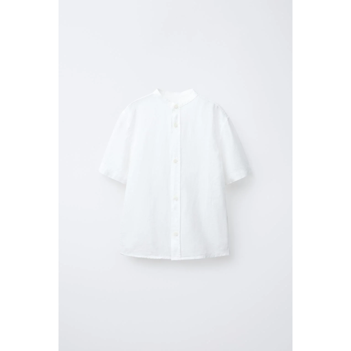 РУБАШКА ИЗ ХЛОПКА И ЛЬНА С ВОРОТНИКОМ MAO