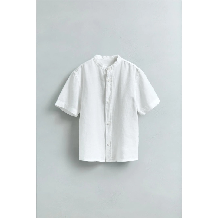 РУБАШКА ИЗ ХЛОПКА И ЛЬНА С ВОРОТНИКОМ MAO