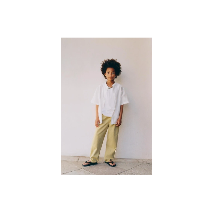 РУБАШКА ИЗ ХЛОПКА И ЛЬНА С ВОРОТНИКОМ MAO