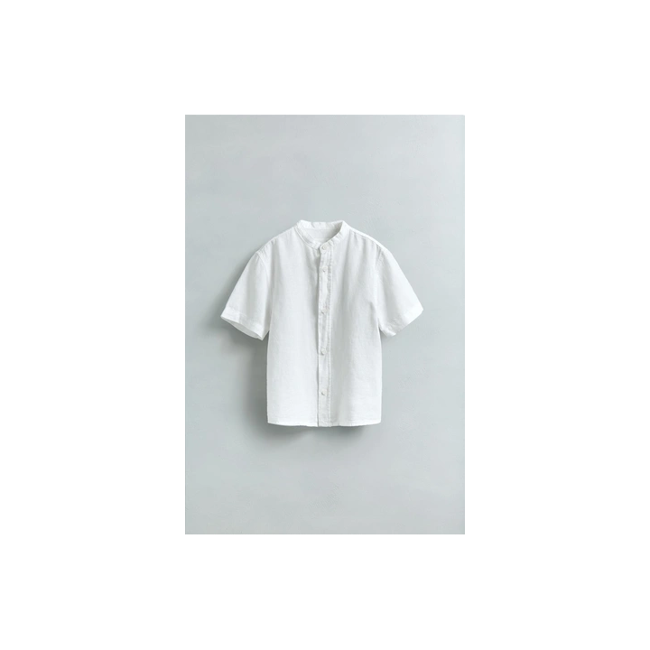 РУБАШКА ИЗ ХЛОПКА И ЛЬНА С ВОРОТНИКОМ MAO
