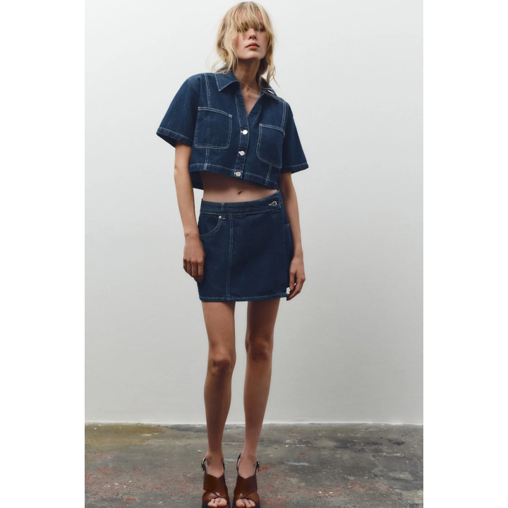 ДЖИНСОВАЯ ЮБКА-ШОРТЫ Z1975 С ЗАПÁХОМ