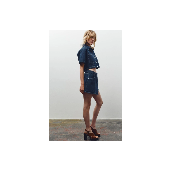 ДЖИНСОВАЯ ЮБКА-ШОРТЫ Z1975 С ЗАПÁХОМ