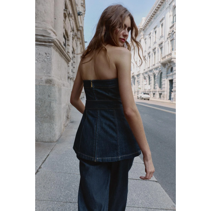 ДЖИНСОВЫЙ ТОП-БАНДО Z1975 С ПОЯСОМ