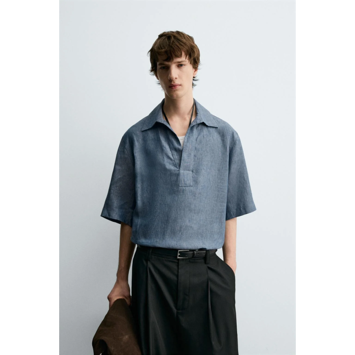 РУБАШКА-ПОЛО ИЗ 100% ЛЬНА