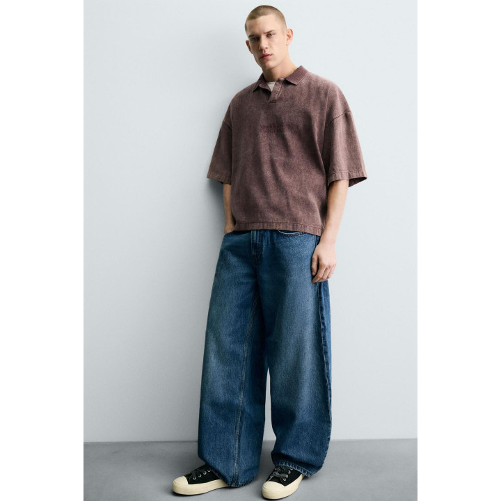 ПОЛО ИЗ РЕЛЬЕФНОЙ ТКАНИ С ЭФФЕКТОМ ПОТЕРТОСТИ