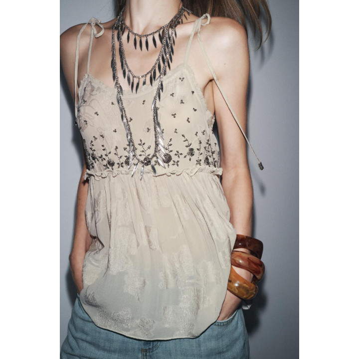 ЖАККАРДОВЫЙ ТОП НА БРЕТЕЛЯХ — ZW COLLECTION