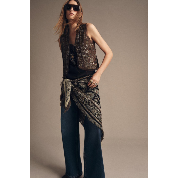 ЖИЛЕТ С ВЫШИВКОЙ И БУСИНАМИ — ZW COLLECTION