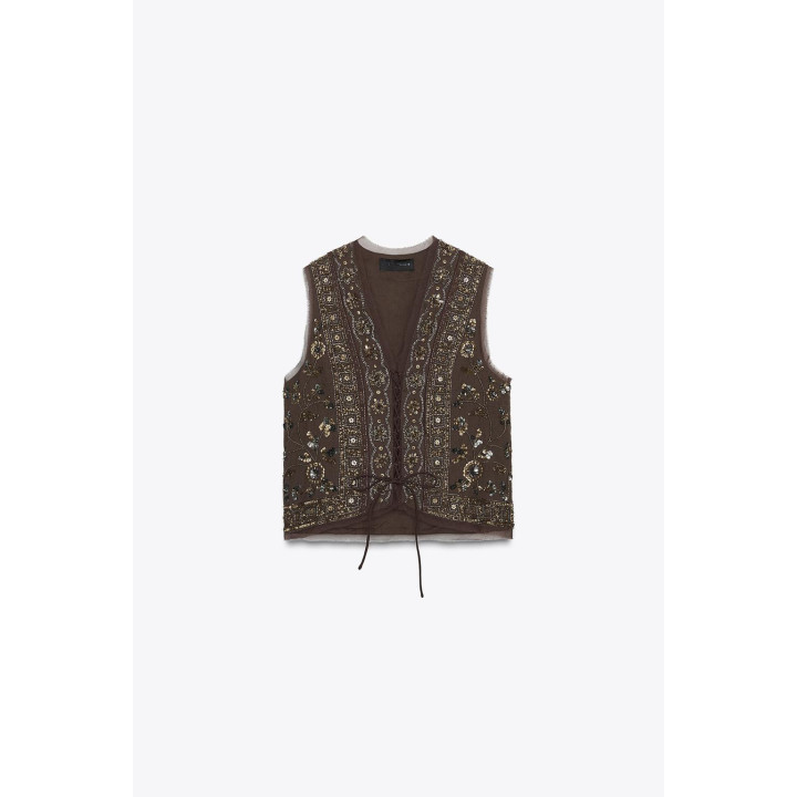 ЖИЛЕТ С ВЫШИВКОЙ И БУСИНАМИ — ZW COLLECTION