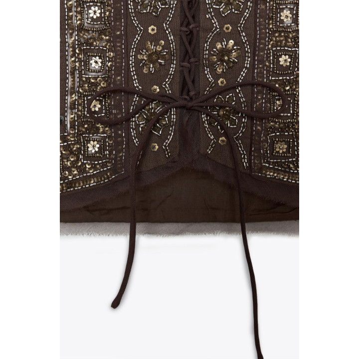 ЖИЛЕТ С ВЫШИВКОЙ И БУСИНАМИ — ZW COLLECTION