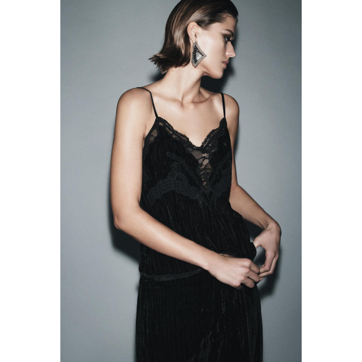 БАРХАТНЫЙ ТОП С КРУЖЕВОМ — ZW COLLECTION
