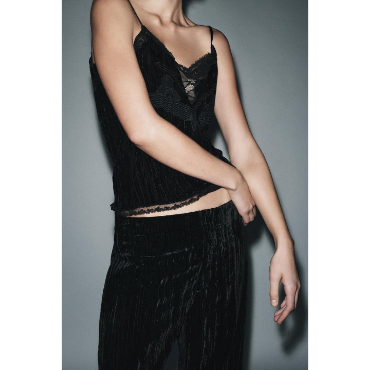 БАРХАТНЫЙ ТОП С КРУЖЕВОМ — ZW COLLECTION