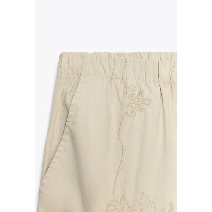 БРЮКИ В ПИЖАМНОМ СТИЛЕ С ВЫШИВКОЙ