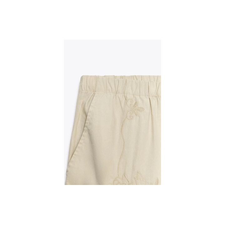 БРЮКИ В ПИЖАМНОМ СТИЛЕ С ВЫШИВКОЙ