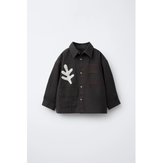 КУРТКА-РУБАШКА С ЛИСТЬЯМИ-НАШИВКАМИ