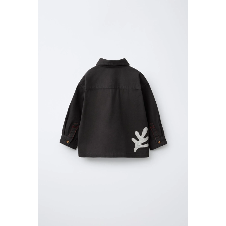 КУРТКА-РУБАШКА С ЛИСТЬЯМИ-НАШИВКАМИ