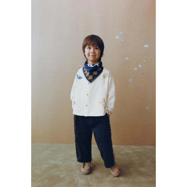 БРЮКИ-КЮЛОТЫ С БОКОВОЙ ВЫШИВКОЙ